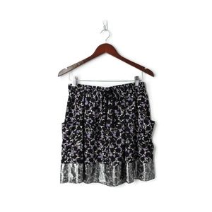 Y2K Marc Jacobs silk floral print skirt with pockets black purple cute print